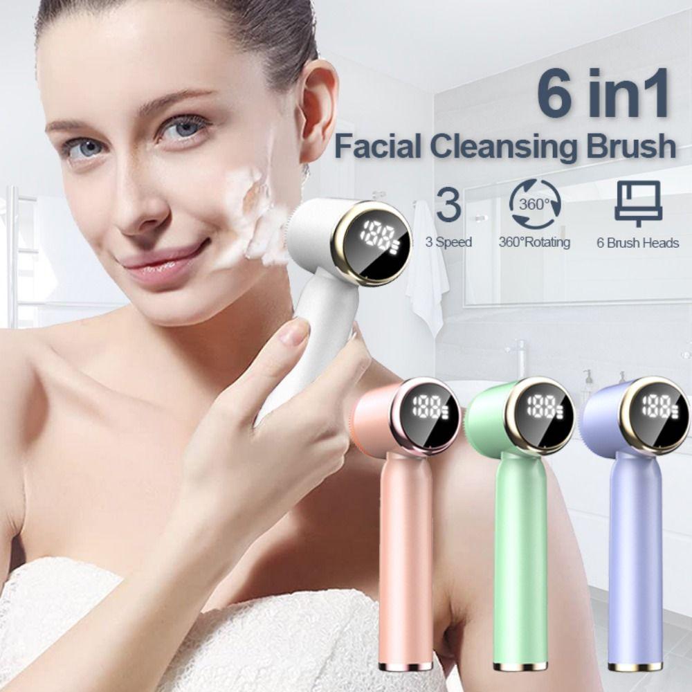Hot Cold Compress Electric Face Cleansing Brush 360 Rotating Ultrasonic Face Scrubber  Pore Cleaner