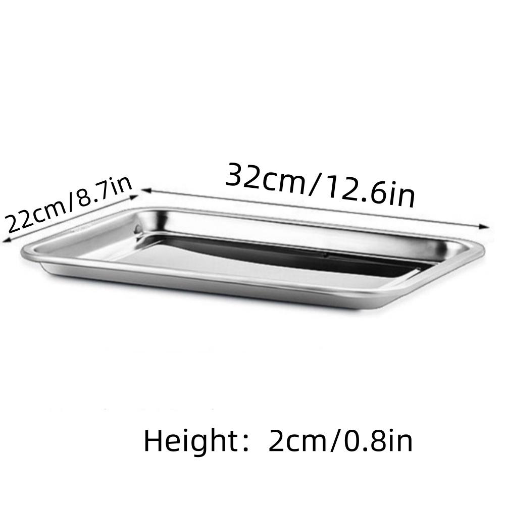 1pc Large square stainless steel plate, rectangular steaming rice plate, barbecue plate, commercial and household iron plate, di