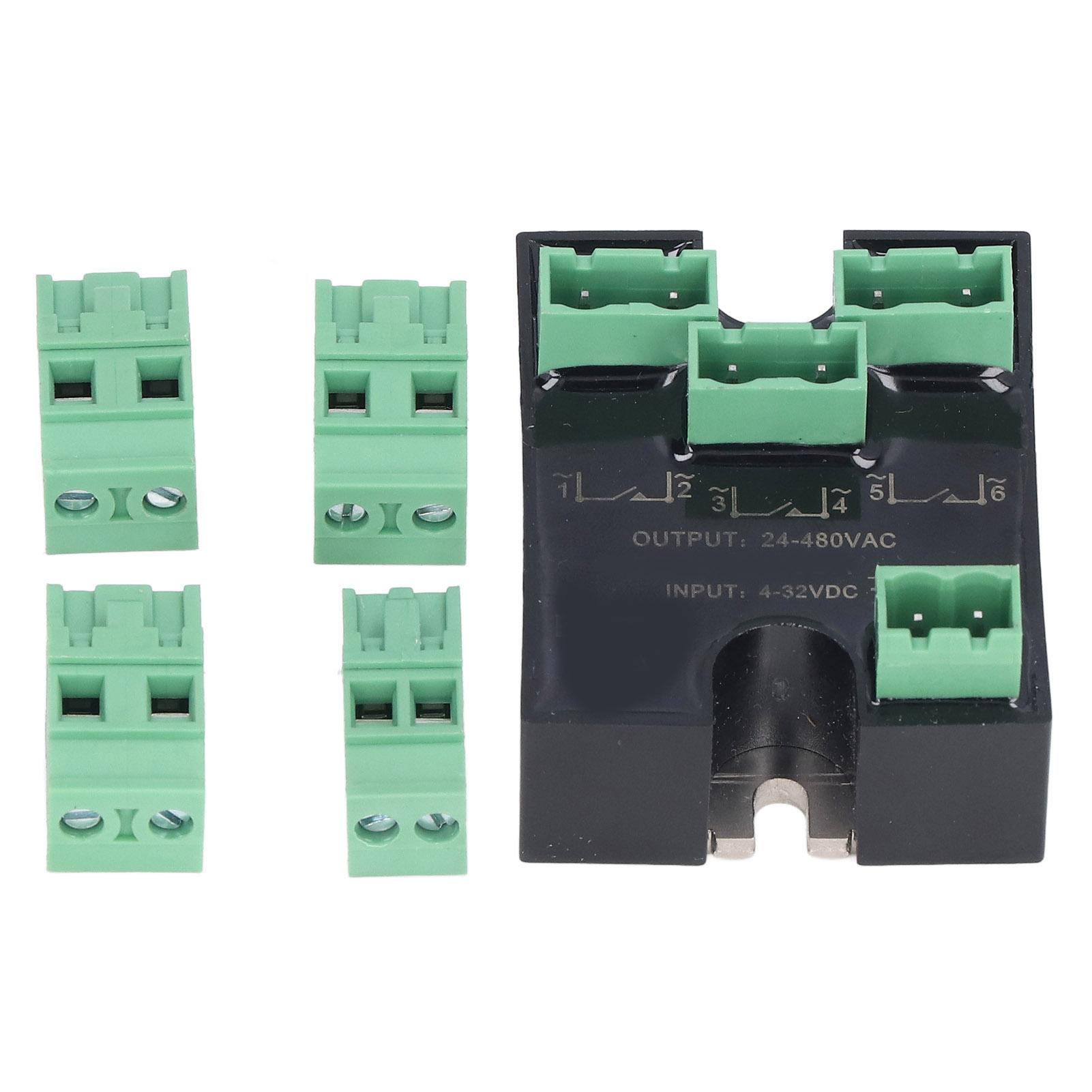 

BERM 3 Phase Solid State Relay Mini SSR Relay Connector Kit 4‑32VDC Input 24‑480VAC Output
