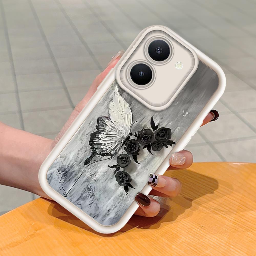 Soft Silicone Square Ladder Printing Pattern Phone Casing Full Cover Camera Shockproof Protection Rubber Case for Vivo