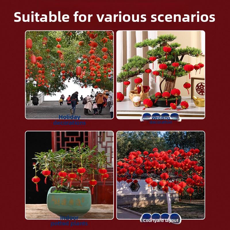New Year Decorations Indoor and Outdoor Potted Plants Wedding Red Lanterns