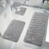 3-Piece Embossed Quick-Dry Bath Mat Set, Non-Slip Soft Memory Foam Bathroom Carpet, Polyester Anti-Fatigue Bath Rug for Floor