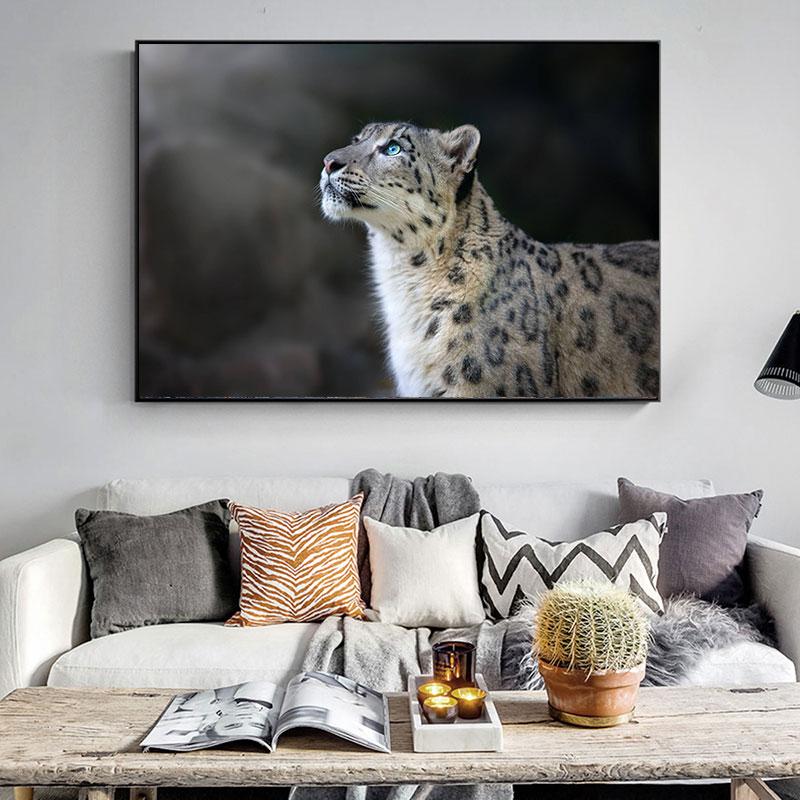 Snow Leopard Pictures Plakater og Pirnts Hvite Leoparder Dyrelerretsmaleri Wildlife Veggkunst til stuen Hjemmeinnredning