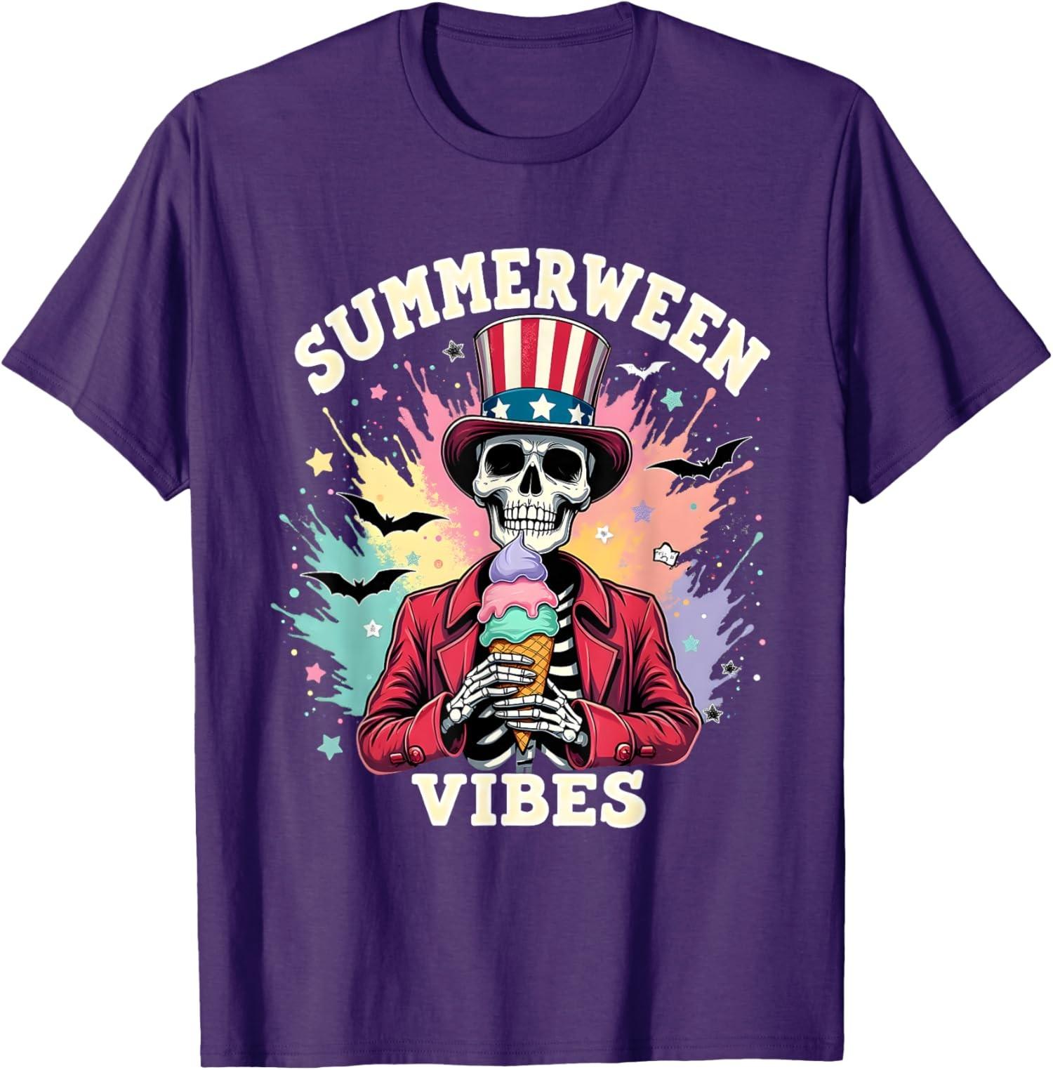 

Patriotic Skeleton Cream Halloween Funny Cream Unisex T-Shirt 5XL різнокольоровий