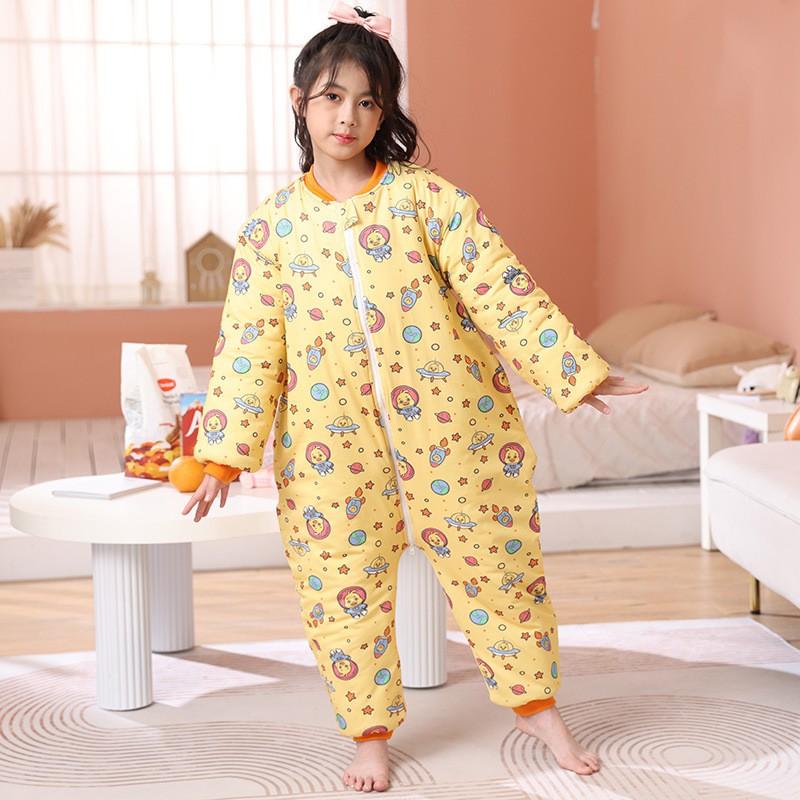 Cotton Warm Toddler Sleepsuit With Legs Boys Girls 3-12 Years Thick Pajama Sleep Bag Winter