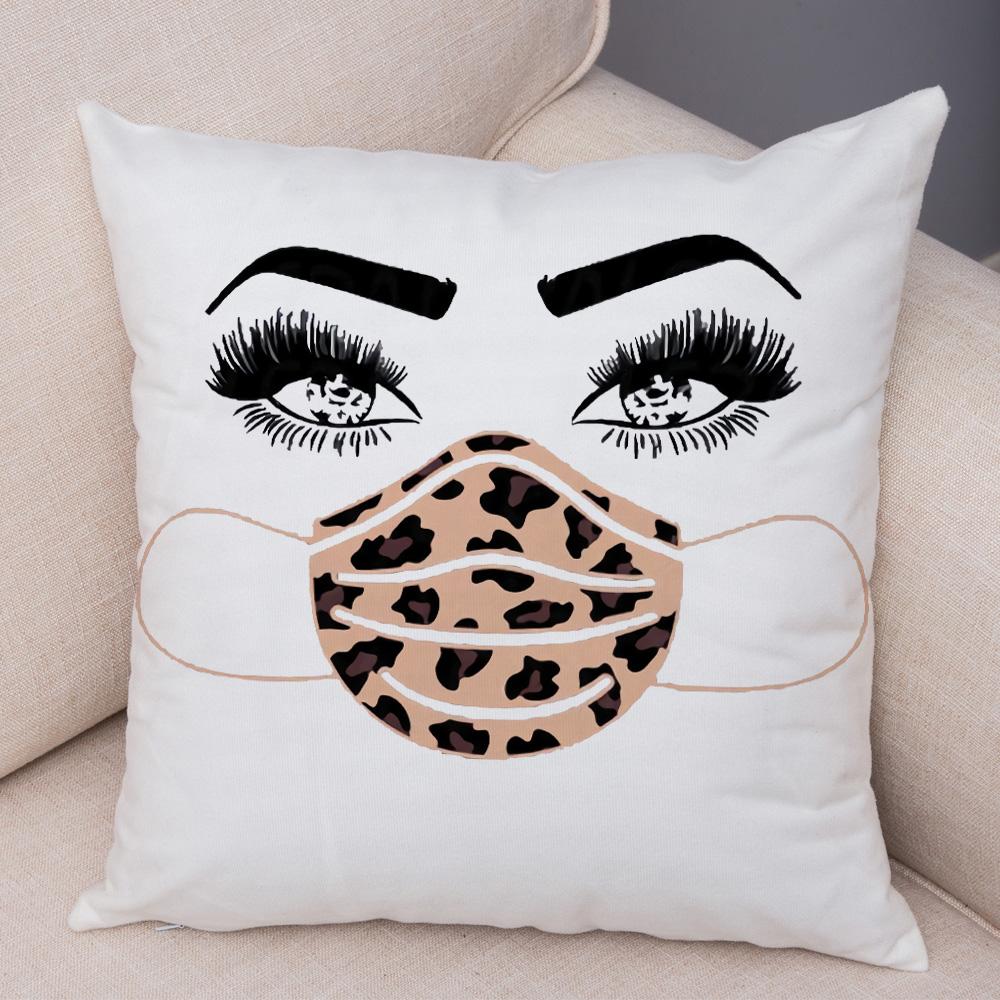 Fashion Mask Eyelash Print Pattern Pillowcase Cover  Bed Car Office Decorative