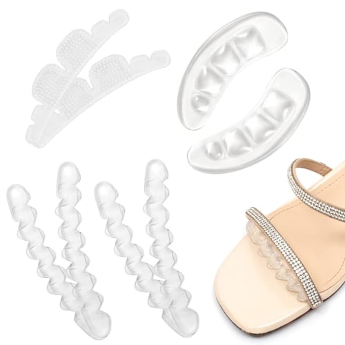 Morices 4 Pairs Forefoot Cushion Pads Stickers, Non-Slip Gel Self-Adhesive Heel Grip Metatarsal Pads Foot Cushion Balls for Sandals, Flip Flops, and H