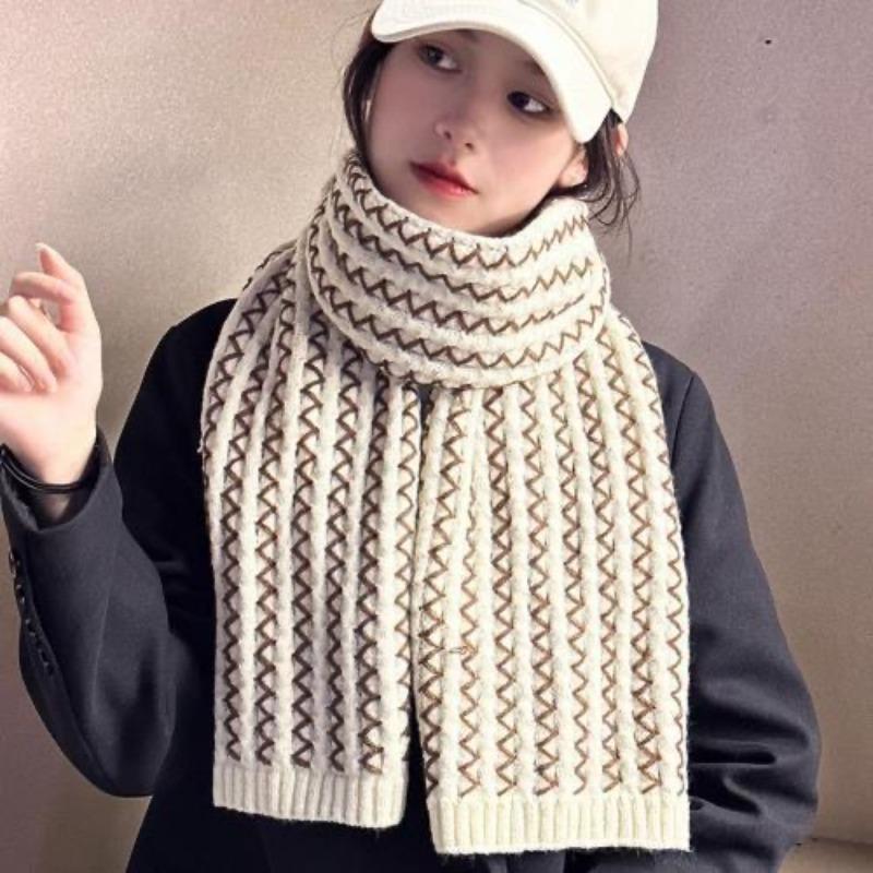 New Wool Knitted Scarf for Women in Winter Korean Fashion  Versatile Warm  Student Scarf  Skin Friendly and Soft