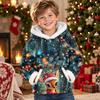 Kids Long Sleeve Christmas Print Casual Fashion Hooded Top