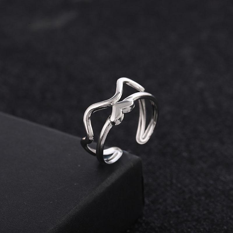 

Harajuku маленькое свежее любовное кольцо женское открывающееся регулируемое кольцо индивидуальное милое кольцо парное кольцо Opening adjustable серебряный