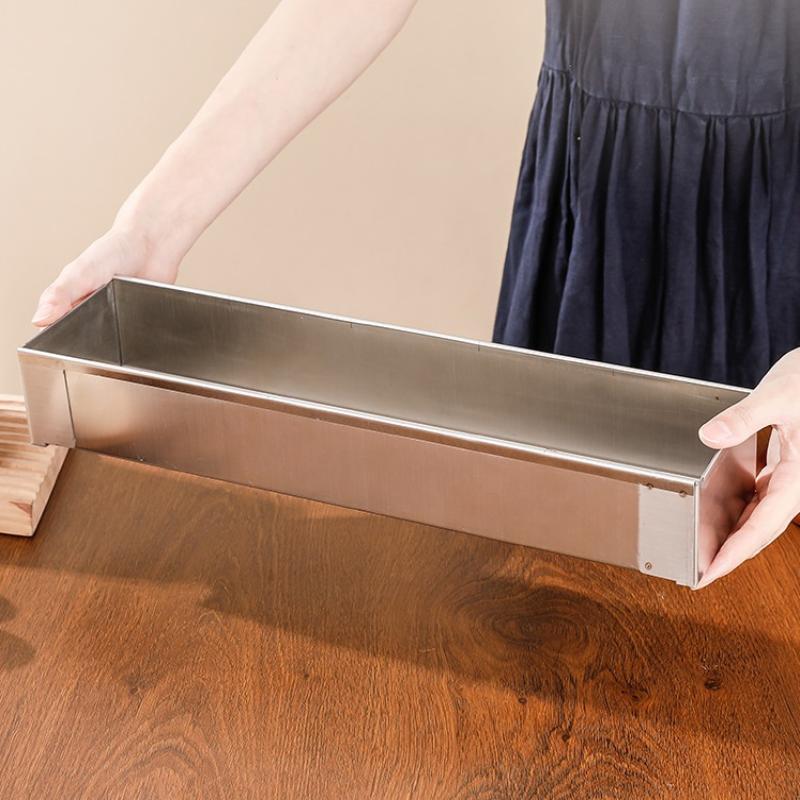 Non-Slip Stainless Steel Long Cake Mold Bakingtray Anti-Scratch Rectangular Tiramisu Cake Base Dly Kitchen Cooking Tool