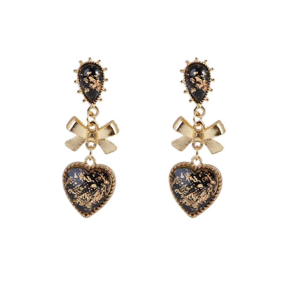 Korean Style Bowknot Accessories Metal Dangle Drop Earrings Peach Heart Jewelry Stud Earrings