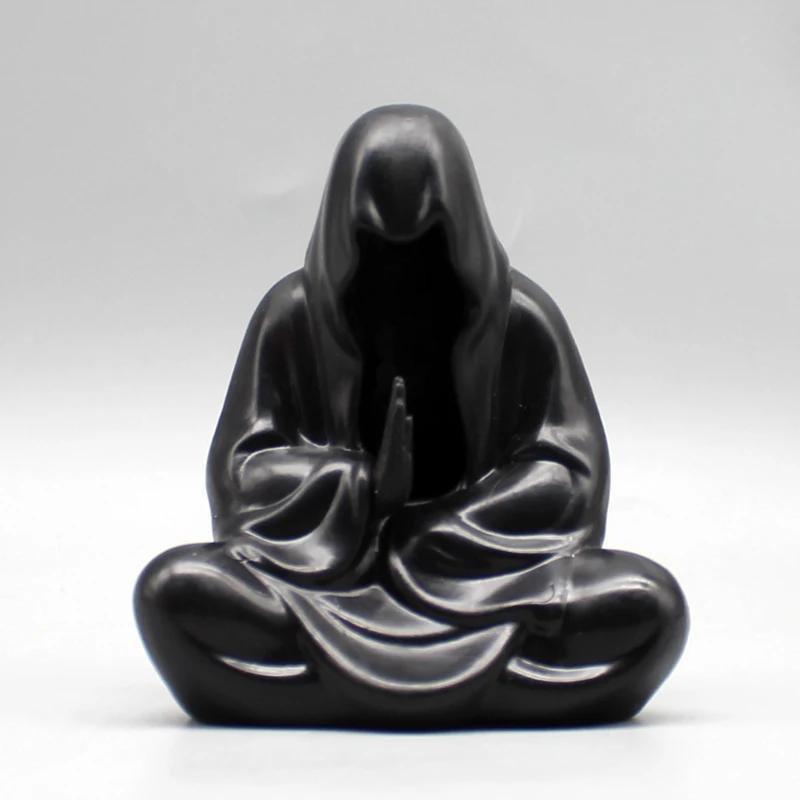 Schwarze Kleidung Mysteriöser Meister Ornament Horror Schwarz Gewandeter Nachtwandler Gothic Sitzend Harzhandwerk Ornament Desktop-Dekoration