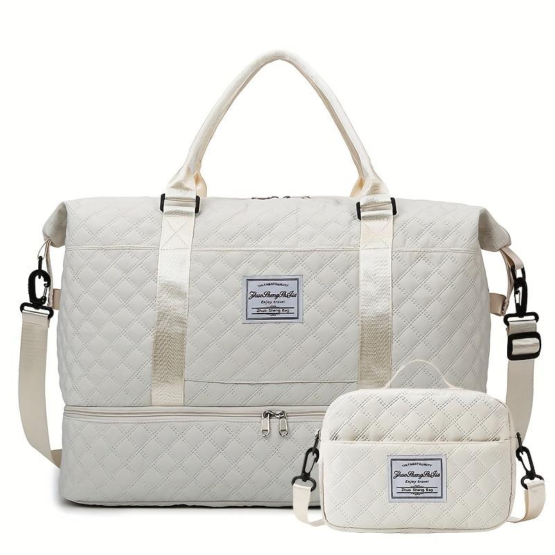 

2pcs/set Large Capacity Travel Duffle Bag, Sports Fitness Gym Yoga Tote, Weekender Overnight Bag & Makeup Bag for Women бежевый