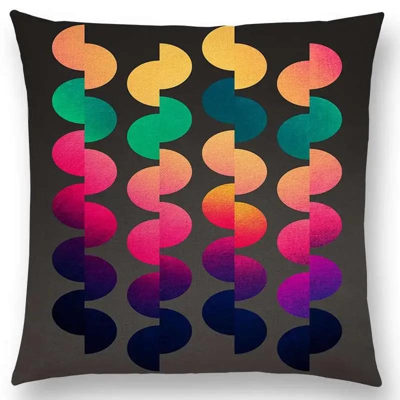 New Abstract Colourful Geometric Pattern Dreamlike Square Round Triangles Sector Diamond Gorgeous Cushion Cover Car Pillow Case