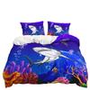 3D Digitaldruck Bett Dreiteilig Tierillustration Meeresleben Tiger Kuh Pferd Set