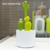 1 Set Cleaning Brush Comfortable Grip Easy To Use Cactus Shape Cup Washing Brush with Storage Base Daily Use
