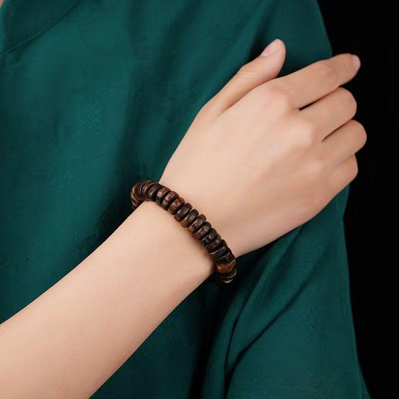 Natural agarwood beads bracelet, old material, irregular shape, Buddhist prayer beads, unisex, single-strand cultural accessory