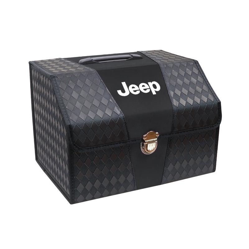 Car Trunk Organizer Leather Collapsible Large Capacity Storage Box For Jeep Wrangler JK Gladiator Renegade Cherokee Valve Stem ALN1