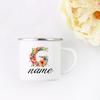 Personalisierte Blumige Initialen Namensbecher Benutzerdefinierter Name Tee Kaffee Heiße Schokolade Tasse Braut Brautjungfer Muttertag Geschenk für Sie