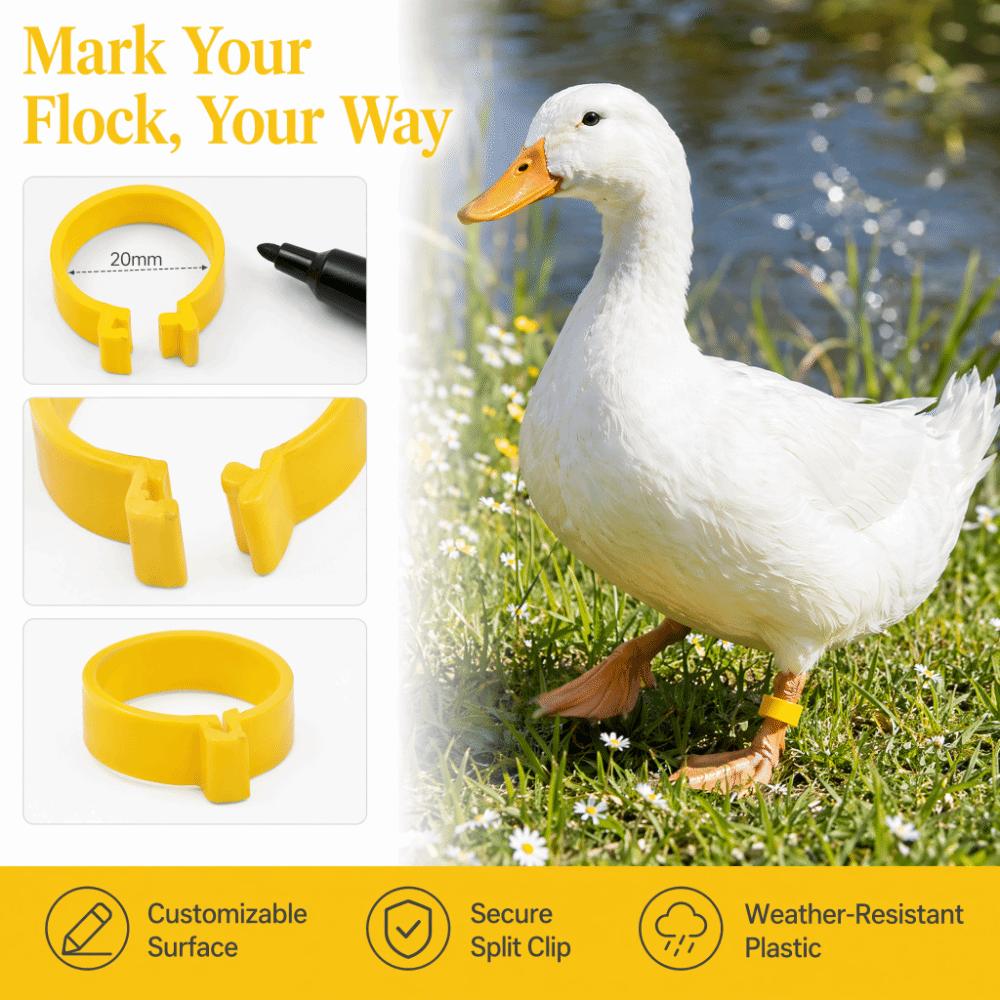 100Pcs Plastic Chicken Ankle Rings Yellow Poultry Feet Rings Geese Leg Rings For Breeding Ducks