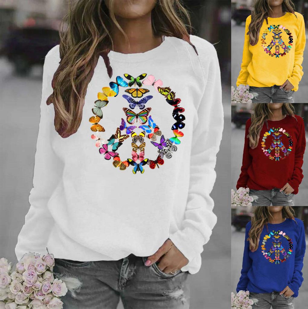 Women's Hippie Floral Print Round Neck Hoodie