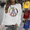 Women's Hippie Floral Print Round Neck Hoodie