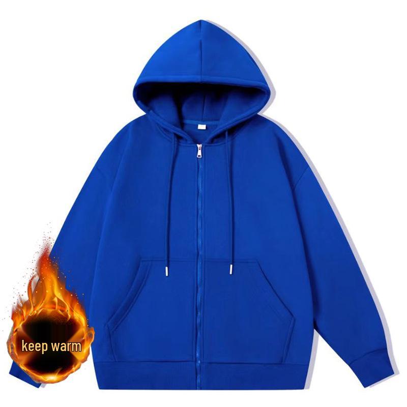 2024 Hong Kong Style Hooded Cardigan Sweatshirt with Long Sleeves and Drawstring