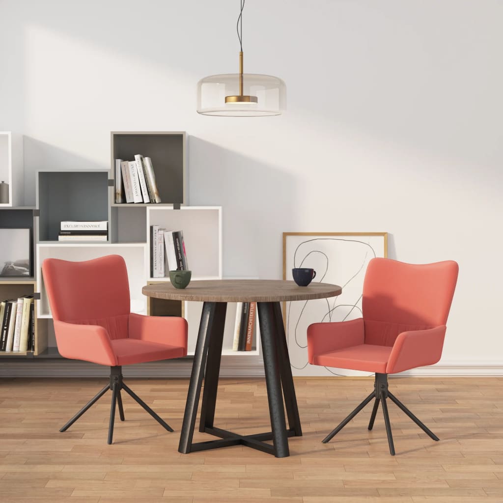 Dining Room Chairs 2 Pcs Swivel Pink Velvet
