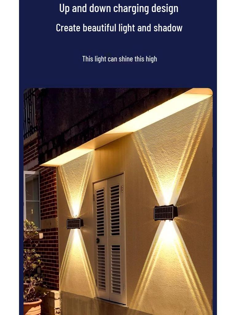 Waterproof Solar Garden Wall Light: Up/Down Outdoor Fence Decor