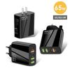 PD65W Fast Charger: 5V3.1A Multi-port Adapter with PD & 3 USB Ports for EU, US, UK