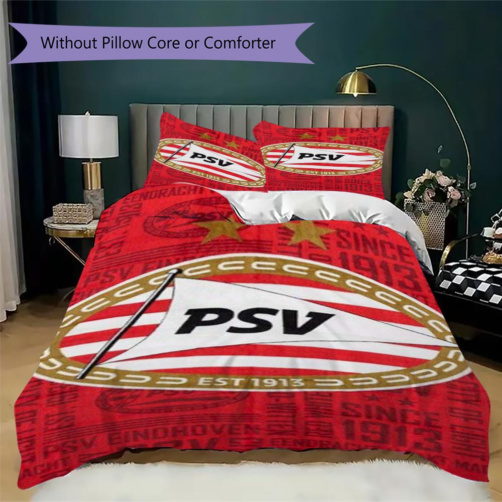 Juego de Funda Nórdica y Funda de Almohada con Estampado del PSV Eindhoven Decoración del Hogar Regalo de Cumpleaños (1 * funda de edredón + 2 * fundas de almohada sin relleno)122