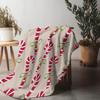 Tu Soft Throw Blanket Cozy Flannel Fleece Warm Shawl Home Decor Bedspread Gift Christmas Candy Cane Pattern Red White Festive Ho