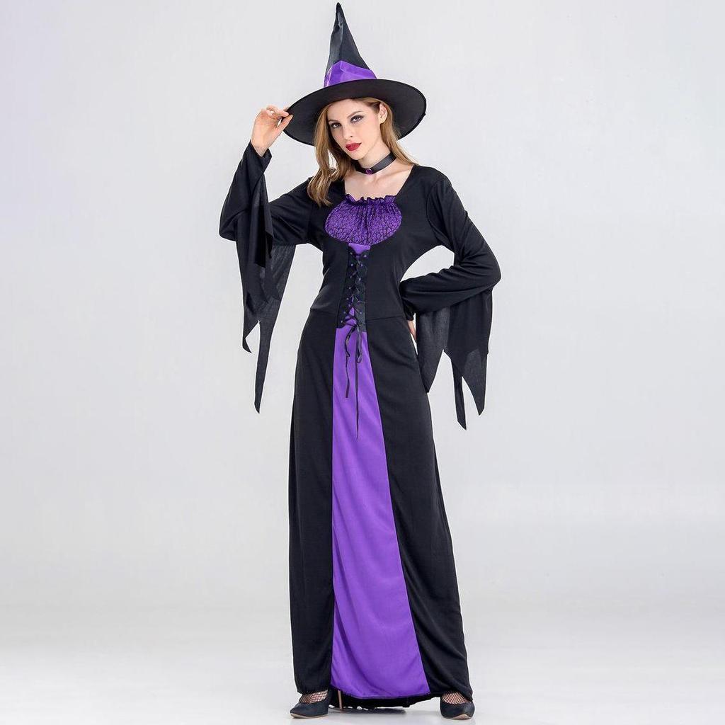 Women's Halloween Witch Costume - Purple Vampire Masquerade Dress (S-XXL)