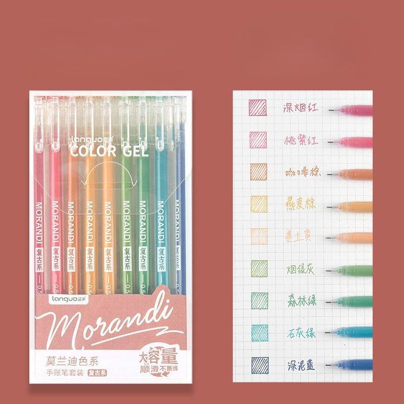 

Mr. Paper 5 Designs 9pcs/box Morandi Color Gel Pens Set Handwriting Pen Students School Supplies Stationery Cute Pens