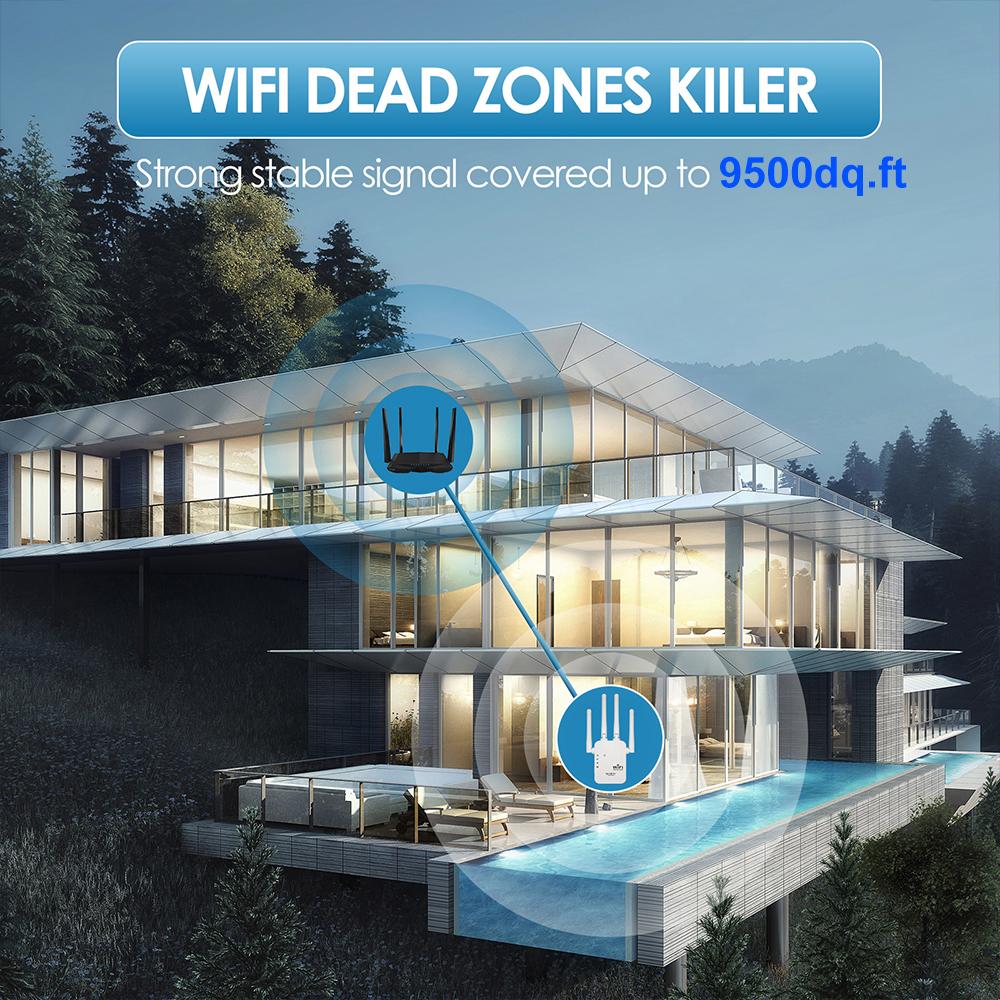 1pcs 1200Mbps WiFi Range Extender, Boost Home Network with Signal Booster, Router Combo, Wireless Internet Routers