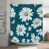 Blue Floral Shower Curtain with White Petals Perfect for Bathroom Decorations