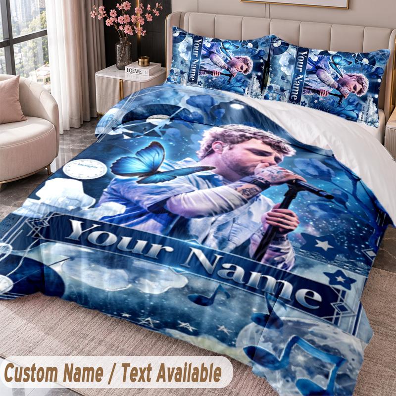 Custom Name Text 3Pcs Bedding Set Alex Warren Duvet Cover And Two Pillowcases