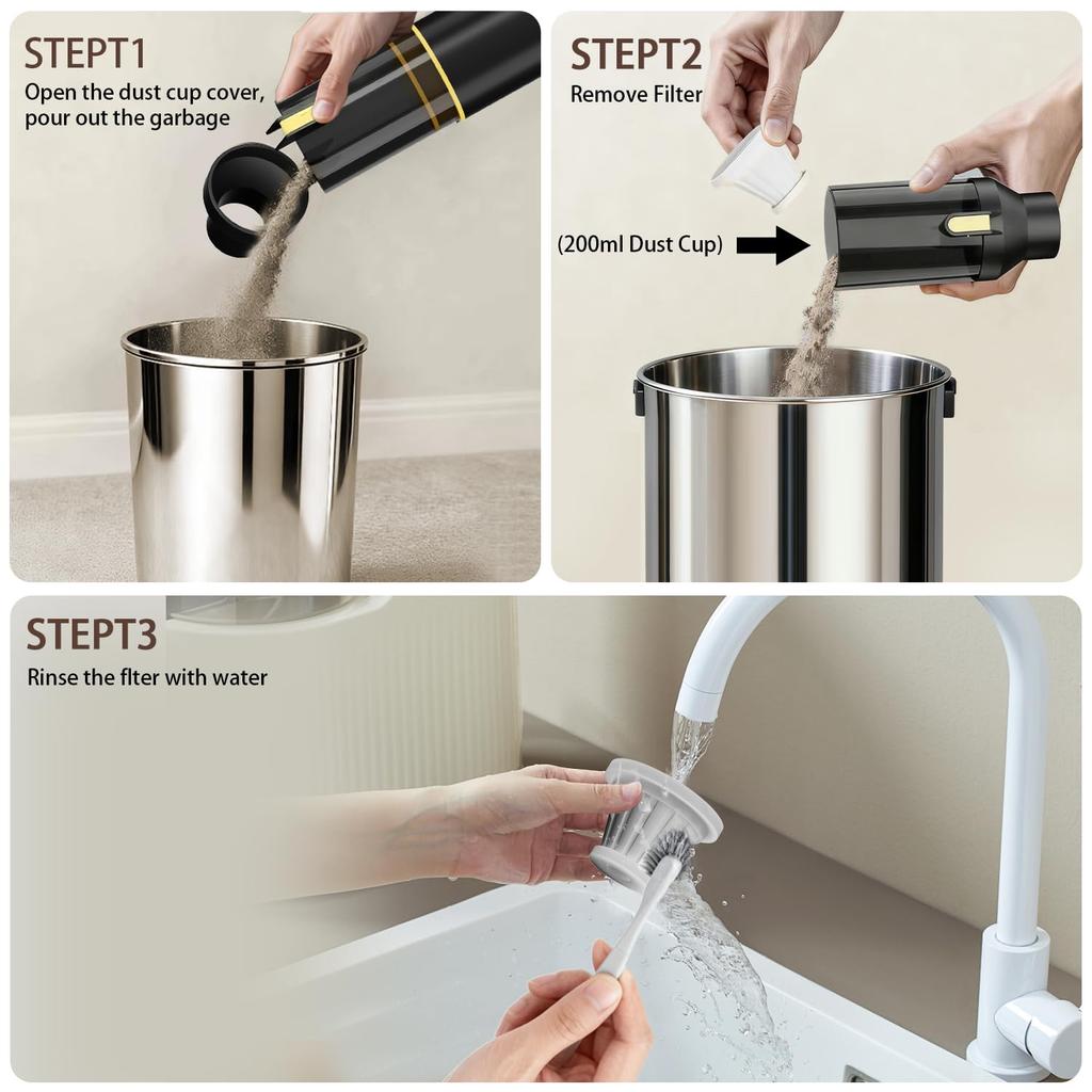 Portable Car Vacuum 4-in-1, 25000 Pa, 3 Suction Modes, Handheld for Car, Desk, Keyboard, Sofa