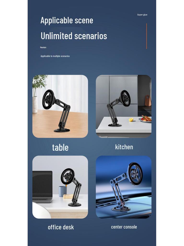 All-Metal 360° Rotating Magnetic Car Phone Holder with Mechanical Arm