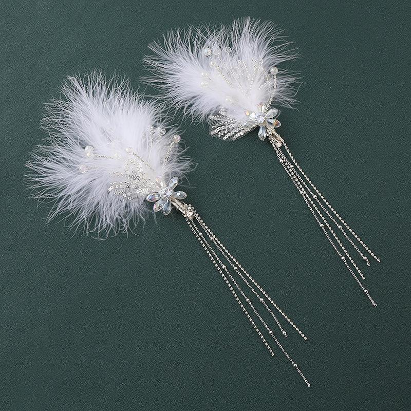 Podoabă de cap de mireasă coreeană ac de păr zână din cristal lucrat manual nuntă accesorii de păr de lux iarnă pană pereche clip lateral