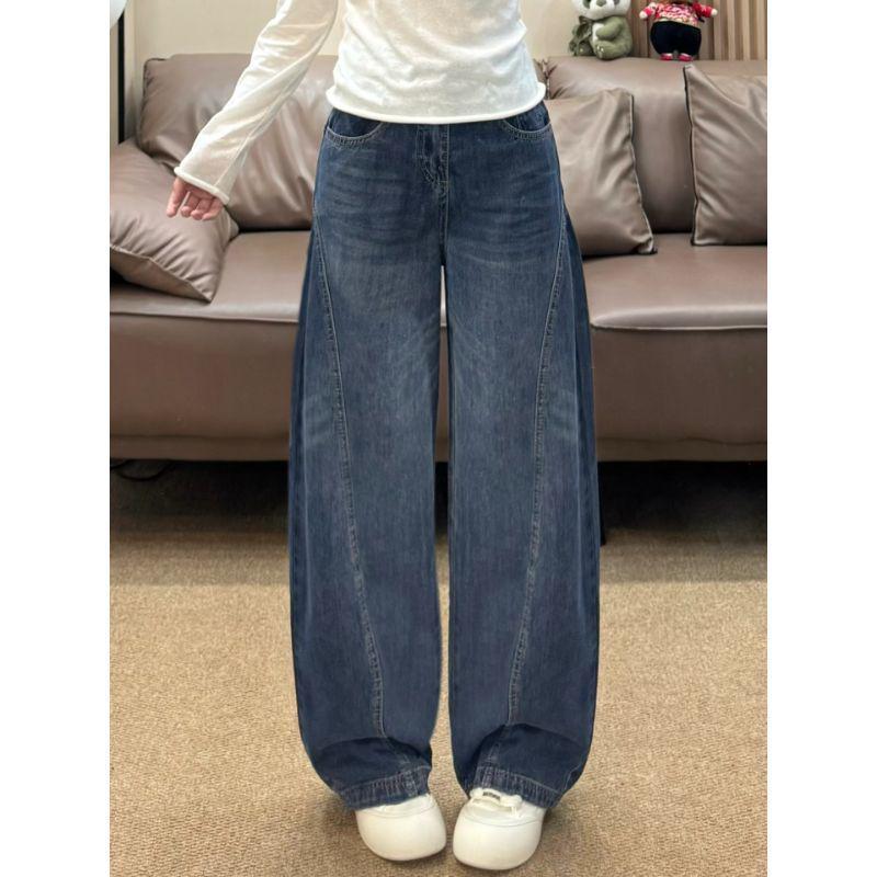 Autumn Retro Women's Wide-Leg Curved Jeans