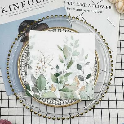 20pcs/Pac 33*33cm 2-Ply Disposable Party Napkin Leaves Pattern