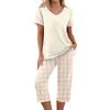Women's Printed Two Piece Short Sleeve Pajama Set with Pants for Casual Sleepwear