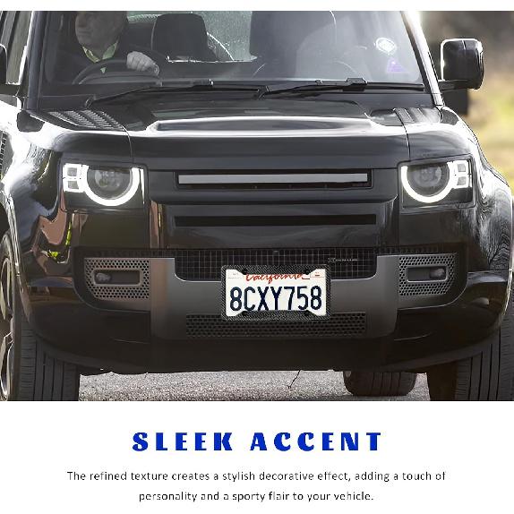 License Plate Frame, 4 Holes Rustproof Aluminum Alloy Car Tag Frame with Screws Caps, Heavy Duty License Plate Holder Exterior Accessories for Most
