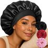 Schlafhaube für Damen, doppellagige Satin-Haarhauben mit Gummiband, Schlafmütze für lockiges Naturhaar