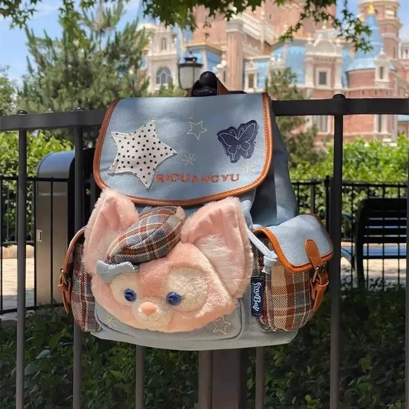Bear Duffy Linabell Denim Backpack With Plush Details Padded Straps Use Kids