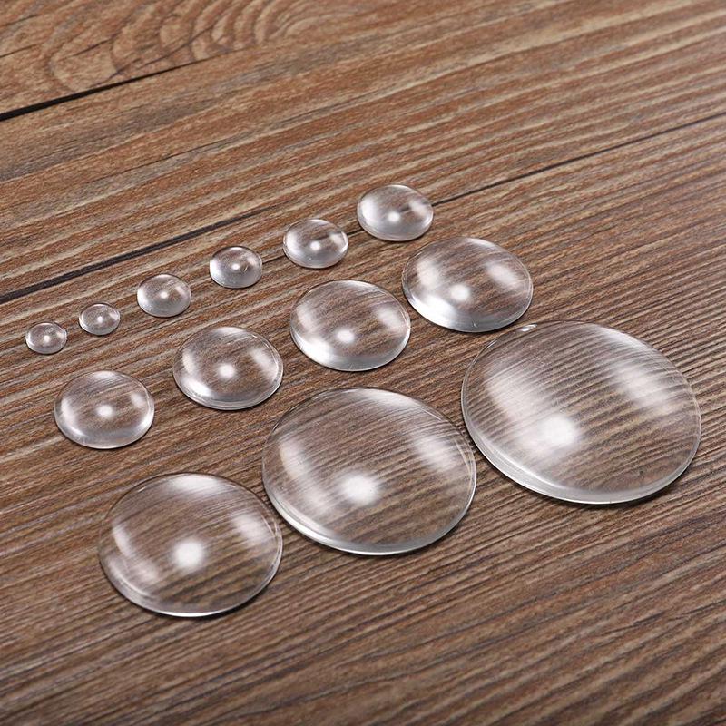 Kristallen Concave-Convexe Glazen Patch voor Doe-het-zelf Sieraden - Rond, Wit, Platte Achterkant