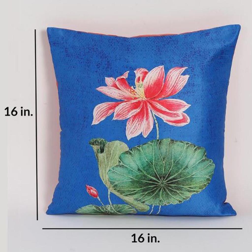 KOKO MAISON INC Lotus Joy Polystain Cushion Cover | Flap Closure | Digital Printed