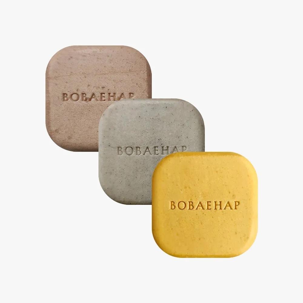 

Bobaehap Natural Mildly Acidic pH 5.5 Houttuynia Cordata All-in-One Scutellaria Root, Frankincense, Myrrh Soap 3-Piece Set